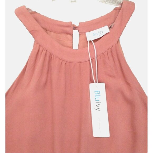 BluIvy Womens Jumpsuit Terracotta Orange/Clay Jewel Neck Wide Leg  - Med NWT - Picture 2 of 10